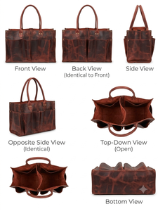Brown Leather Tool Bag and baby organizer with adjustable Velcro - Product Image 6