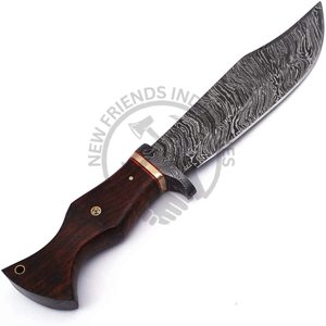 Nouvelle édition, couteau de chasse d'extérieur à lame fixe de 12 pouces, fait main, en acier Damas, type Bowie, avec manche en bois de rose, couteau de survie et de camping - Product Image 3