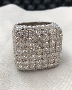 Anillo de lujo con diamante de moissanita cuadrado, plata 925, estilo hip hop, anillo llamativo con incrustaciones de circonitas, joyería fina, regalo para hombres y mujeres - Product Image 4