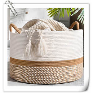 Cesta tejida decorativa para el hogar Cesta organizadora de tela Cesta de almacenamiento para uso doméstico - Product Image 2