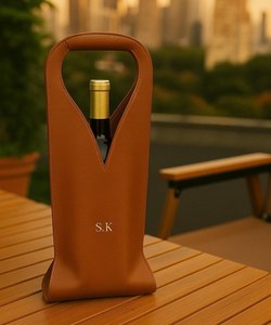 Estuche de Cuero Genuino Moderno para una Botella de Vino, Bolsa de Cuero de Lujo para Vino, Estilo Elegante, Proveedor LEB-0079B - Product Image 2