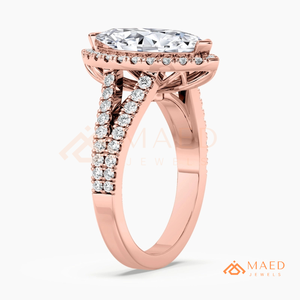 แหวนหมั้นเพชรโมอิสซาไนต์ทรงมาร์คีส์ 14K โรสโกลด์ ประดับด้วยเพชรรอบๆ ของขวัญเครื่องประดับเจ้าสาวสำหรับผู้หญิง สินค้าอินเทรนด์จากสหรัฐอเมริกา - Product Image 6