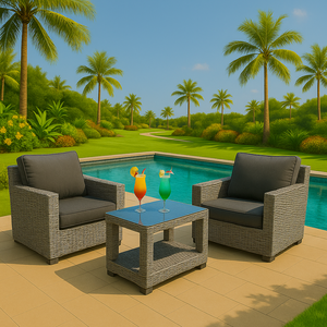 Elegante Juego de Café de Mimbre para Exteriores con Cojines Suaves para Patio, Jardín y Relajación Junto a la Piscina - Product Image 4