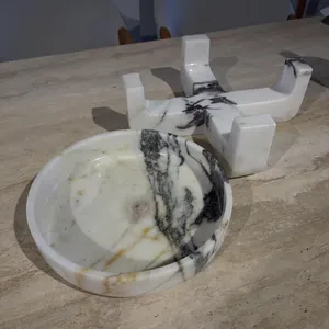 Tazón de piedra pulida de ónix, accesorio de diseño, decoración de piedra artesanal de alta gama, centro de mesa de mármol de lujo, precio de mayoreo. - Product Image 3