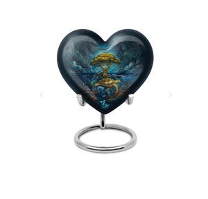 Belle urne funéraire en métal blanc en forme de cœur pour cendres d'adulte, urne funéraire décorative miniature pour cendres d'enfant et de nourrisson - Product Image 2