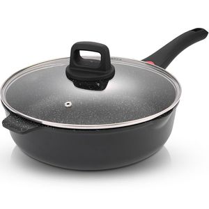 Premium Nonstick Deep Fry <b>Pan</b> with Tempered Glass Cover Induction Ready Removable Handle <b>Cast</b> Aluminum Body - Product Image 6