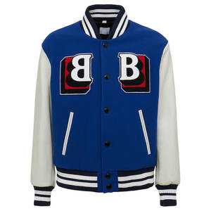 Blouson universitaire personnalisé en chenille, 100 % laine, col montant, manches en cuir, grande taille, style baseball, pour la vente en gros - Product Image 4