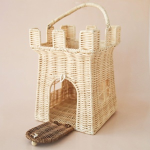Rattan castle baskets new design handmade woven kids <b>bag</b> <b>toddler</b> storage basket with handle - Product Image 1