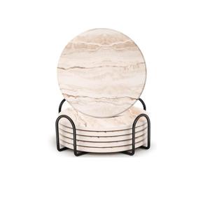 Juego de 4 Posavasos Redondos de Madera Natural con Base de Corcho Antideslizante, Regalo de Inauguración de Casa, Boda - Product Image 3