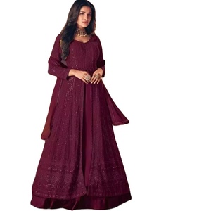 Traje Salwar de Georgette Semi-Cosido para Mujer de Excelente Calidad, con Bordado Intenso para Adultos - Especial Temporada de Bodas, Precio Reducido - Product Image 1