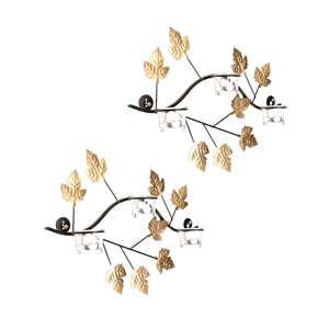 Support mural décoratif en fer forgé antique en forme de feuille d'érable pour bougies chauffe-plat, applique murale en métal pour salon, chambre à coucher, ambiance festive - Product Image 1