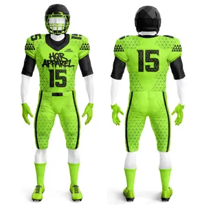 Uniformes d'équipe de football américain sur mesure, couture de haute qualité, OEM, 100% polyester, imprimé par sublimation, taille élastique à l'avant - Product Image 1