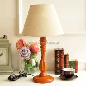 handcrafted table <b>lamps</b> made of carved wood with hand-polished surfaces and artistic lampshades for upscale interior lighting. - Product Image 6