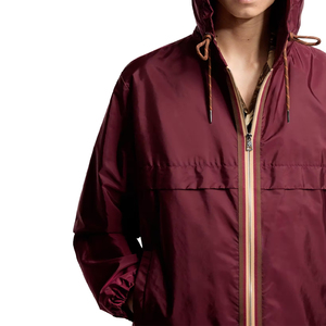 Veste softshell unisexe bordeaux à capuche avec fermeture éclair et poches, coupe ample, toutes saisons, résistante à l'eau - Product Image 3