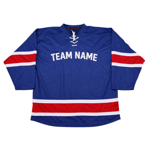 Camiseta de Hockey sobre Hielo Personalizada |   Cuello con cordones y nombre del equipo en relieve - Ropa deportiva profesional sublimada - Tejido de malla transpirable - Product Image 1