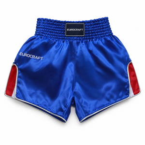 Pantalones Cortos de Muay Thai MMA para Hombre OEM, Diseño Sólido con Bordado Satinado Frontal, Cintura Media con Cordón Ajustable, Ropa Deportiva de Combate, 100% Poliéster de Secado Rápido - Product Image 1