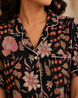 NOUVEAU JAIPUR INTERNATIONAL Ensemble de pyjama pour femmes en coton 100% imprimé floral de luxe, doux, respirant, léger, manches courtes