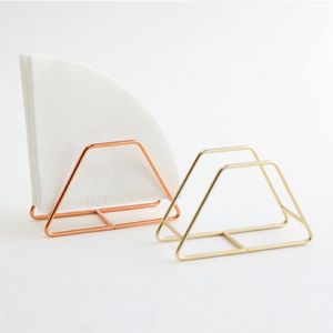 Metal Napkin Holder Abstract Cut Design Gold Finish Decorative <b>Tissue</b> Organizer Modern Tabletop Stand - Product Image 2
