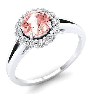 Bagues de fiançailles REYES certifiées GRA en argent sterling 925 avec pierre précieuse morganite, bagues fines en moissanite VVS pour femmes, bijoux - Product Image 2