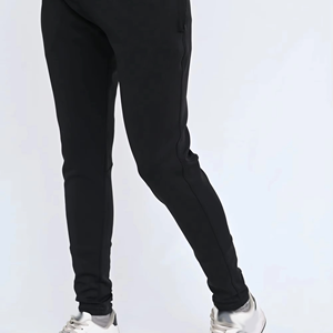 Men's <b>Black</b> Full Zip Tracksuit Set Solid Color Casual <b>Joggers</b> With Side Pockets Breathable Polyester Autumn Wear - Product Image 4