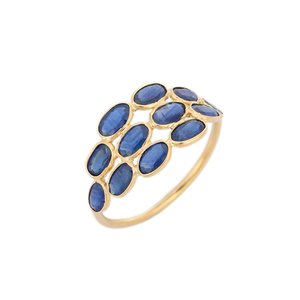 18K Yellow Gold Cushion Cut Natural Sapphire <b>Ring</b> <b>Resizable</b> Solid Gold - Product Image 2