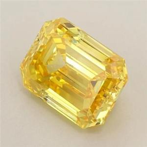 Diamante Amarillo Sintético de Corte Esmeralda, Color Intenso, Certificado IGI, Diamante Amarillo Suelto para Anillo de Compromiso Personalizado, 1-5 Quilates, VVS VS - Product Image 2