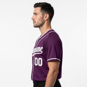 Camiseta de Béisbol para Hombre, Morada, de Malla, Manga Corta, con Botones al Frente, Nombre y Número del Equipo Personalizados, Impresión Serigrafiada, Absorbe la Humedad, Corte Regular - Product Image 4