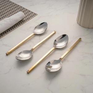 ชุดช้อนส้อมมีดทองเหลืองแบบดั้งเดิม ชุดอุปกรณ์รับประทานอาหารสุดหรู สำหรับใช้ในบ้าน โรงแรม ร้านอาหาร - Product Image 6