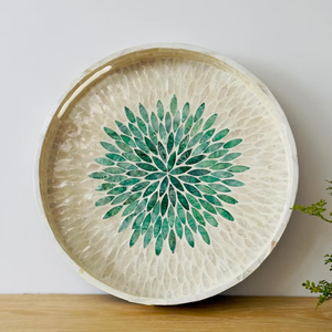 ถาดอาหารเช้าลายมุก, ถาดเสิร์ฟลายมุก, ถาดลายมุกสีน้ำเงินรูปปลา โดย HF CRAFTS - Product Image 1