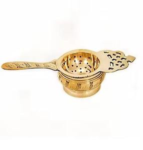 Premium gold <b>tea</b> strainer with wooden handle and matching bowl fine mesh loose leaf <b>tea</b> filter reusable <b>tea</b> <b>infuser</b> durable <b>tea</b> - Product Image 5