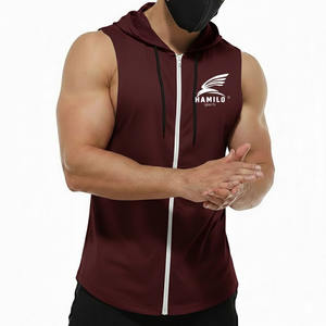 Sudaderas sin Mangas Personalizadas para Hombre, Estilo Fitness, Mezcla de Algodón, Ropa Deportiva Atractiva para Invierno, Teñido Liso - Product Image 5