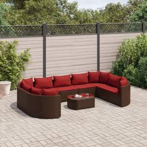 Ensemble de canapés de patio 10 pièces en marron et rouge cannelle pour l'aménagement de jardins - Product Image 1