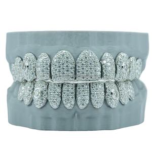 Joyas personalizadas para raperos: Grillz de dientes para hombre de plata de ley 925 con incrustaciones de circonitas, diseño 8 sobre 8, personalizado - Product Image 1