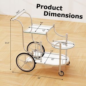 Carrello di Servizio a 3 Ripiani con Ruote e Mensole a Specchio - Product Image 5