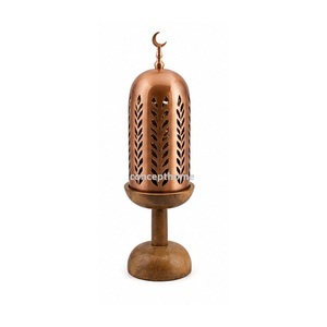 Brass Incense <b>Burner</b> With Wooden Base Hand Made Perforated Lid Religious Use All Season - Product Image 2