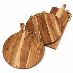 Bandeja de Servir de Madera Ecológica Moderna y Lujosa con Asas de Rama Plateadas, Diseño Sólido Esmaltado, para Fiestas, Desayuno, Café, Otomanas y Hogar - Product Image 4