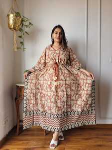 Women’s Cotton Printed Kaftan <b>Dress</b> Bohemian Ethnic Resort Wear Beach <b>Cover</b> Up Maxi <b>Dress</b> Wide Sleeve Wholesale Apparel - Product Image 5