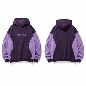 Sweat-shirt à capuche pour homme, manches raglan, couleur violette, coton French Terry, poche avant, logo, style décontracté, vêtements d'automne - Product Image 1
