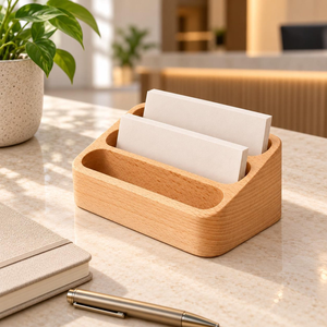Handicraft Natural Wooden Business Card Holder for Desk Rooms <b>Home</b> Offices Trade Shows Wood Office Accessory and Business <b>Gift</b> - Product Image 1