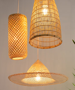 Hand Woven Bamboo Basket Traditional Thai Palm <b>Leaf</b> Bag Gift Package Natural Handmade Handwoven Bamboo Cluster Pendant <b>Light</b> Rus - Product Image 4