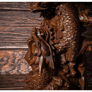 Escultura de Dragón Hecha a Mano, Pieza Decorativa, Obra de Arte Tradicional de Dragón en Madera, Dragón Coleccionable de Madera Sólida de Primera Calidad - Product Image 3
