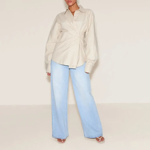 Camisa Clásica de Botones para Mujer, Hecha a Medida, Manga Larga, Color Sólido, Blusa de Popelina de Algodón, Corte Regular, para Uso Diario - Product Image 3