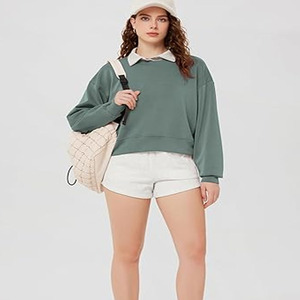 Sudadera de Mujer de Gran Tamaño con Cuello Redondo, de Felpa de Algodón de Color Sólido, Impresión Digital de Alta Calidad, Servicio OEM - Product Image 5