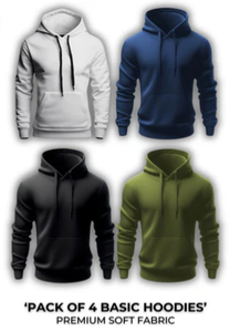 Sweat-shirt à capuche pour homme, coupe classique, noir uni, en molleton de coton, décontracté, avec poche kangourou, écologique, respirant, 450g - Product Image 4