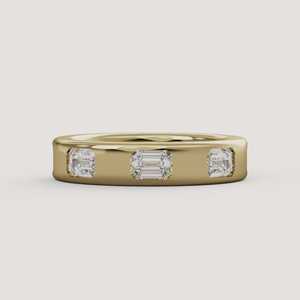 Diamond Wedding Bands 14k 18k Solid Gold Solitaire <b>Emerald</b> Cuts Lab Grown 2.40 Carat IGI Certified Flush Gypsy Set Modern <b>Rings</b> - Product Image 5