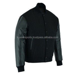 Blouson universitaire 2026 OEM très demandé, noir, en laine et cuir, pour homme, haute qualité, faible MOQ, blousons d'hiver chauffants - Product Image 4