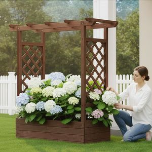 43.5*17.5*44.5 in Fir with Arched Lattice Raised Garden Bed Wooden <b>Planting</b> <b>Frame</b> Carbonized Carbonized Garden Buildings - Product Image 4