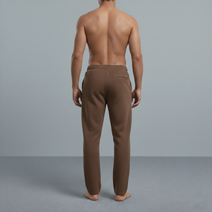 Pantalon de survêtement vintage en laine marron pour homme, taille élastique, décontracté, avec logo flamme sur la jambe droite, tricoté mi-lourd, imperméable, pour l'automne - Product Image 6