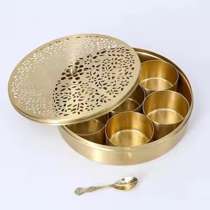 Stylish Kitchen Spice Container Metal with Decorative Lid Storage Box for Masala <b>Herbs</b> Seasoning Organizer - Product Image 1