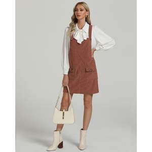 2025, vestido general de pana informal para mujer, Mono corto elegante, delantal con correas ajustables y bolsillos - Product Image 5